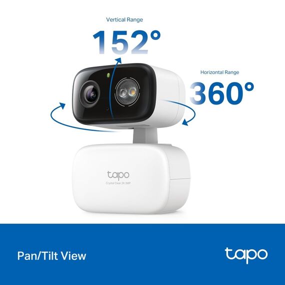 Tapo C216 Mini-Überwachungskamera mit Aufzeichnung, 2K 3MP, 360°-Abdeckung für Innen- und Außenbereich, KI-Erkennung und Benachrichtigungen, microSD-Karte bis 512 GB, 105,3 × 77,8 × 69,8 mm