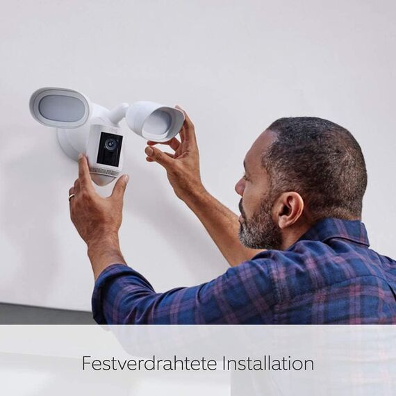 Ring Flutlichtkamera Pro Kabel (Floodlight Cam Wired Pro) | Außenkamera mit 2K-Video mit Ring Vision, 3D-Bewegungserfassung, Sirene| 30-tägige kostenlose Testphase für Ring Home |2 Kameras