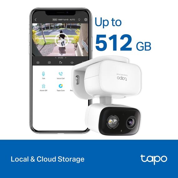 Tapo C216 Mini-Überwachungskamera mit Aufzeichnung, 2K 3MP, 360°-Abdeckung für Innen- und Außenbereich, KI-Erkennung und Benachrichtigungen, microSD-Karte bis 512 GB, 105,3 × 77,8 × 69,8 mm