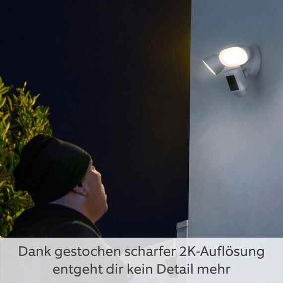 Ring Flutlichtkamera Pro Kabel (Floodlight Cam Wired Pro) | Außenkamera mit 2K-Video mit Ring Vision, 3D-Bewegungserfassung, Sirene, Überwachungskamera | 30-tägige kostenlose Testphase für Ring Home