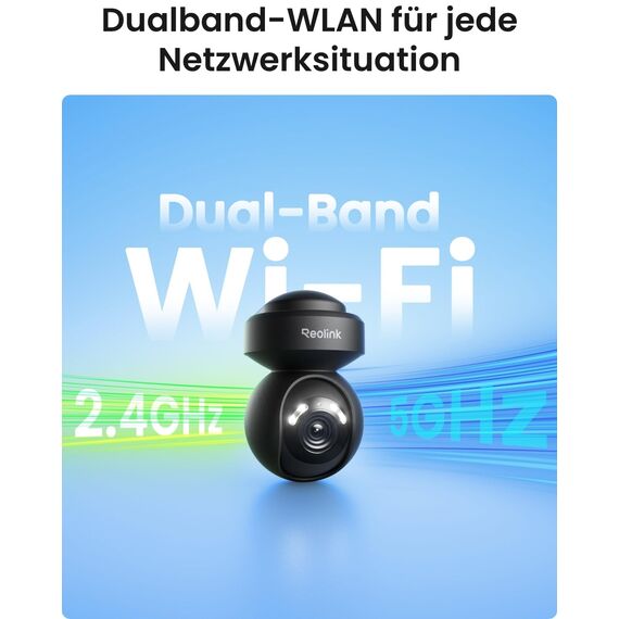 Reolink 5MP PTZ Überwachungskamera Aussen WLAN, 3X Optischer Zoom, 2,4/5GHz WLAN Kamera Outdoor mit Automatischer Verfolgung, Personen-/Fahrzeugerkennung, Vollfarb-Nachtsicht, E1 Outdoor Schwarz