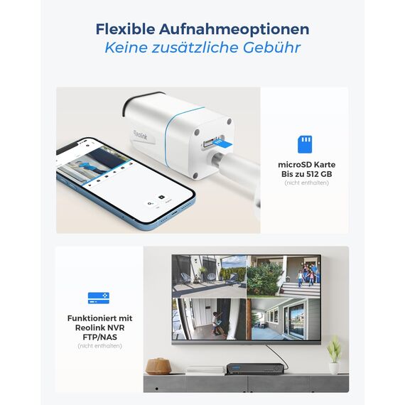 Reolink 4K Smarte PoE IP Kamera Outdoor mit Personen-/Autoerkennung, 5X optischer Zoom Überwachungskamera Aussen, Spotlight, Farbige Nachtsicht, Zwei-Wege-Audio, microSD Kartensteckplatz, RLC-811A