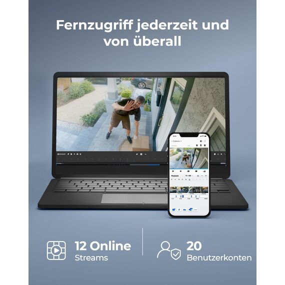 Reolink 5MP WLAN Überwachungskamera Set Aussen, 5GHz/2,4GHz Wi-Fi, 12CH NVR mit 1TB HDD, Erweiterbar auf 8TB, Vollmetallmaterial, KI Erkennung, 30m Nachtsicht, 24/7 Aufzeichnung, RLK12-500WB4
