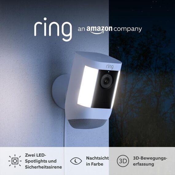 Ring Spotlight Kamera Pro Netzstecker (Spotlight Cam Pro Plug-in)| Außenkamera, 2K-Video mit Ring Vision, 3D-Bewegungserfassung| 30-tägige kostenlose Testphase für Ring Home | 2 Kameras