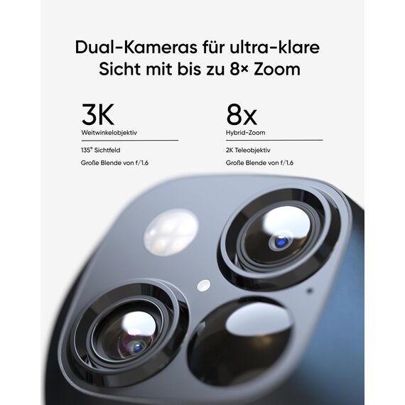 eufy Security SoloCam S340, Kamera Überwachung Aussen, 360°-Überwachung, Keine Toten Winkel, Überwachungskamera Aussen Akku, Solar, 2,4GHz WLAN, Gebührenfreie Nutzung, HomeBase 3 kompatibel