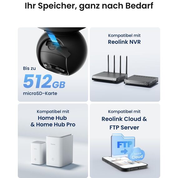 Reolink 5MP PTZ Überwachungskamera Aussen WLAN, 3X Optischer Zoom, 2,4/5GHz WLAN Kamera Outdoor mit Automatischer Verfolgung, Personen-/Fahrzeugerkennung, Vollfarb-Nachtsicht, E1 Outdoor Schwarz