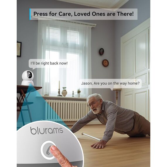 blurams Überwachungskamera Innen, 2K WLAN Kamera, PTZ Hundekamera, 360° IP Kamera für Heimsicherheit, Zwei-Wege-Audio, Bewegungstracking, Nachtsicht,Sirene, Cloud&SD-Karten