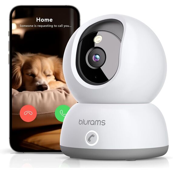 blurams Überwachungskamera Innen, 2K WLAN Kamera, PTZ Hundekamera, 360° IP Kamera für Heimsicherheit, Zwei-Wege-Audio, Bewegungstracking, Nachtsicht,Sirene, Cloud&SD-Karten