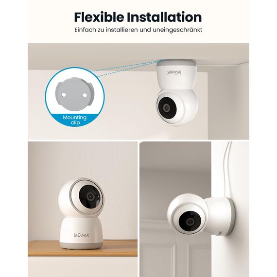 ieGeek Überwachungskamera Innen, 2K Kamera Überwachung Innen, 360° WLAN Kamera Indoor,Zwei-Wege-Audio, 15M Nachtsicht, PIR Bewegungserkennung, Auto Tracking, Alexa