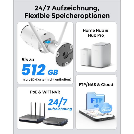 Reolink 5MP WLAN Kamera Outdoor, 2,4GHz/5GHz WLAN CCTV IP Kamera Aussen mit Person/Auto/Tiererkennung, IP67 Wetterfest, Nachtsicht, Bewegungsmelder, SD-Kartenslot, Zeitraffer, Außenkamera RLC-510WA