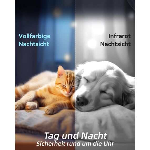 blurams 2K WLAN Kamera überwachung innen 360° Drehung Baby Monitor & Haustierüberwachung, Vollfarb-Nachtvision, Zweiweg-Audio, Menschenerkennung, 2.4G/5G WiFi 6, Kompatibel Mit Alexa