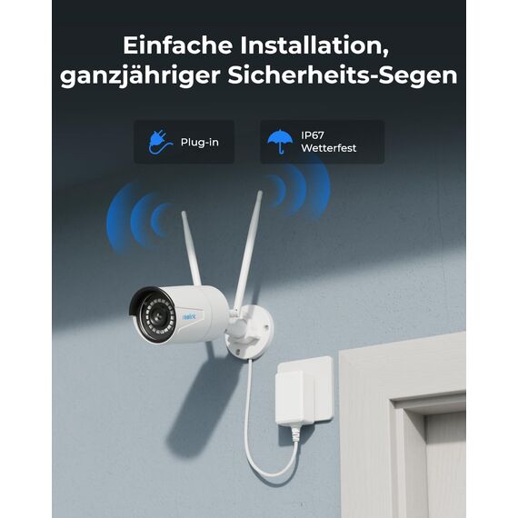 Reolink 5MP WLAN Überwachungskamera Set Aussen, 5GHz/2,4GHz Wi-Fi, 12CH NVR mit 1TB HDD, Erweiterbar auf 8TB, Vollmetallmaterial, KI Erkennung, 30m Nachtsicht, 24/7 Aufzeichnung, RLK12-500WB4