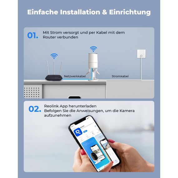 Reolink 5MP WLAN Kamera Outdoor, 2,4GHz/5GHz WLAN CCTV IP Kamera Aussen mit Person/Auto/Tiererkennung, IP67 Wetterfest, Nachtsicht, Bewegungsmelder, SD-Kartenslot, Zeitraffer, Außenkamera RLC-510WA
