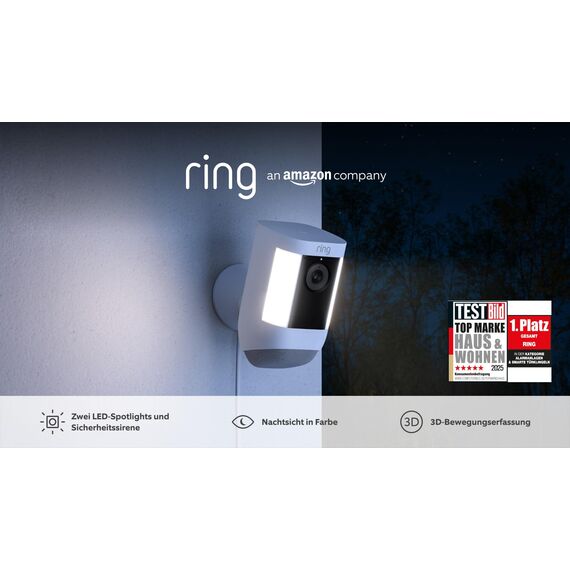 Ring Spotlight Kamera Pro Netzstecker (Spotlight Cam Pro Plug-in)| Außenkamera, 2K-Video mit Ring Vision, 3D-Bewegungserfassung, Überwachungskamera | 30-tägige kostenlose Testphase für Ring Home