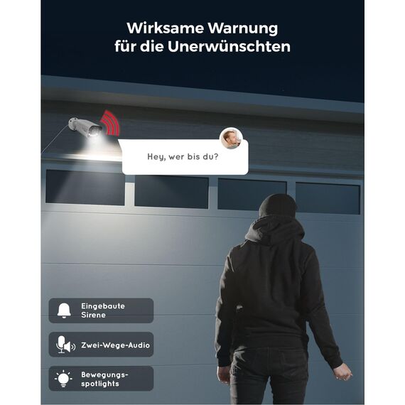 Reolink 4K Smarte PoE IP Kamera Outdoor mit Personen-/Autoerkennung, 5X optischer Zoom Überwachungskamera Aussen, Spotlight, Farbige Nachtsicht, Zwei-Wege-Audio, microSD Kartensteckplatz, RLC-811A