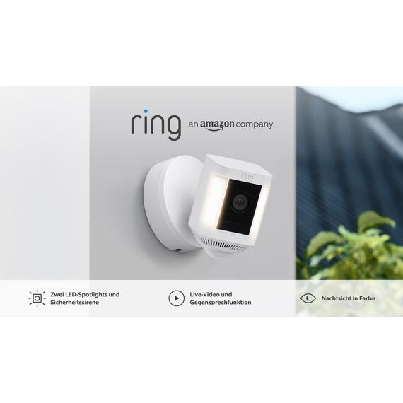 Ring Spotlight Cam Plus Wired von Amazon | 1080p-HD-Video, Gegensprechfunktion, Nachtsicht in Farbe, LED-Spotlights, Sirene, festverdrahtete Installation | 2 Kameras