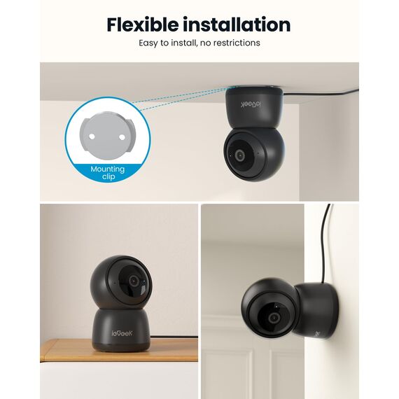 ieGeek Überwachungskamera Innen, 2K Kamera Überwachung Innen, 360° WLAN Kamera Indoor, Zwei-Wege-Audio, 15M Nachtsicht, PIR Bewegungserkennung, Auto Tracking, Alexa