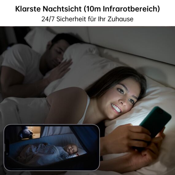 CiKiKWXO 2.4/5GHz Überwachungskamera Innen WLAN mit 2K (3MP) HD Kamera Überwachung Innen PTZ– Bewegungserkennung, IR Nachtsicht, Zwei-Wege-Audio Kompatibel mit Alexa für Haustier/Innen (2Stück)