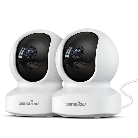 wansview 2K Kamera Überwachung innen - WLAN Innenkamera, 2.4Ghz WiFi WLAN Kamera Indoor, Camera Indoor mit 2-Wege-Audio, Nachtsicht für Hundekamera mit Bewegungserkennung, Q5 Set 2