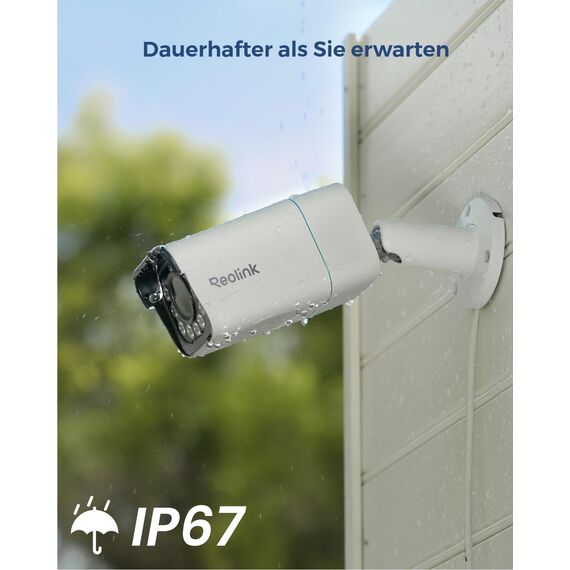 Reolink 4K Smarte PoE IP Kamera Outdoor mit Personen-/Autoerkennung, 5X optischer Zoom Überwachungskamera Aussen, Spotlight, Farbige Nachtsicht, Zwei-Wege-Audio, microSD Kartensteckplatz, RLC-811A