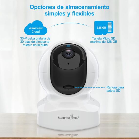 wansview 2K Kamera Überwachung innen - WLAN IP Camera, 2.4Ghz WLAN Kamera Indoor, WiFi Camera Indoor mit 2-Wege-Audio, Nachtsicht für Innenkamera mit Bewegungserkennung, Q5 Weiß