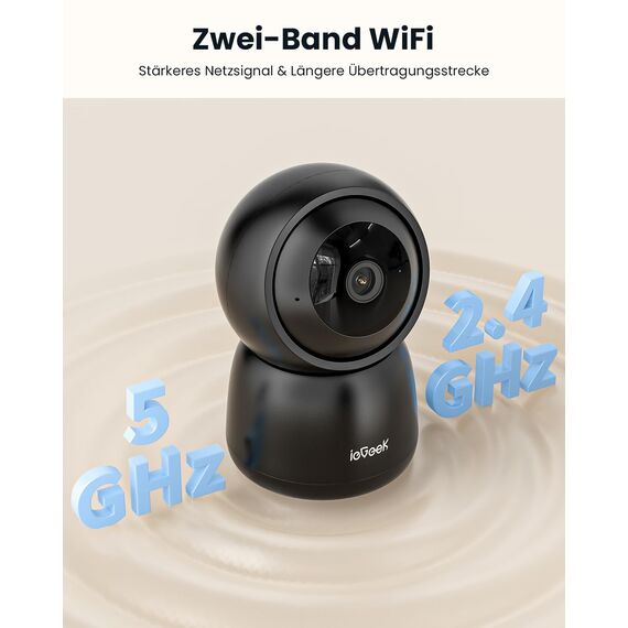 ieGeek Überwachungskamera Innen, 2K Kamera Überwachung Innen, 360° WLAN Kamera Indoor, Zwei-Wege-Audio, 15M Nachtsicht, PIR Bewegungserkennung, Auto Tracking, Alexa