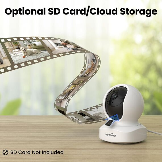 wansview 5MP Babyphone mit Kamera-3K Überwachungskamera innen, 5G/2.4Ghz WLAN IP Kamera, schwenkbare Haustier Kamera, Datenschutzbereich, Zwei-Wege-Audio, Kompatibel mit Alexa（Weiß）