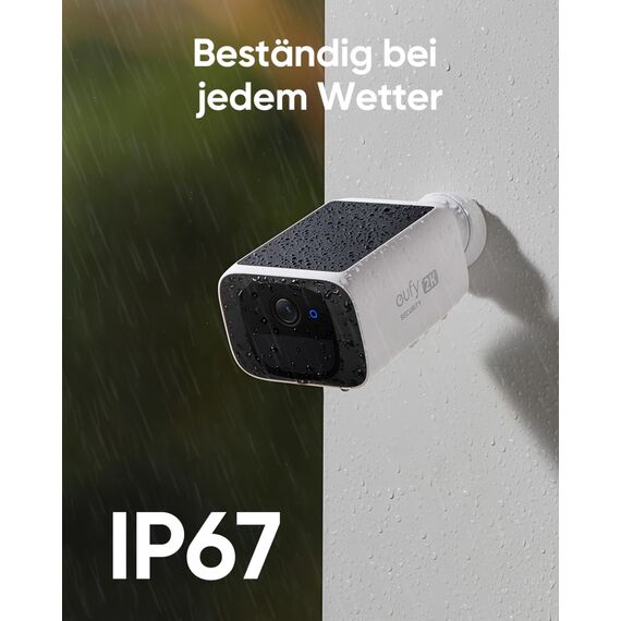 eufy Security überwachungskamera aussen S220 Solo 2-Pack, 2K Auflösung, überwachungskamera aussen solar, Nonstop Power mit Solar, 2,4 GHz WLAN, ohne ABO, ohne monatliche Kosten, Gebührenfreie Nutzung