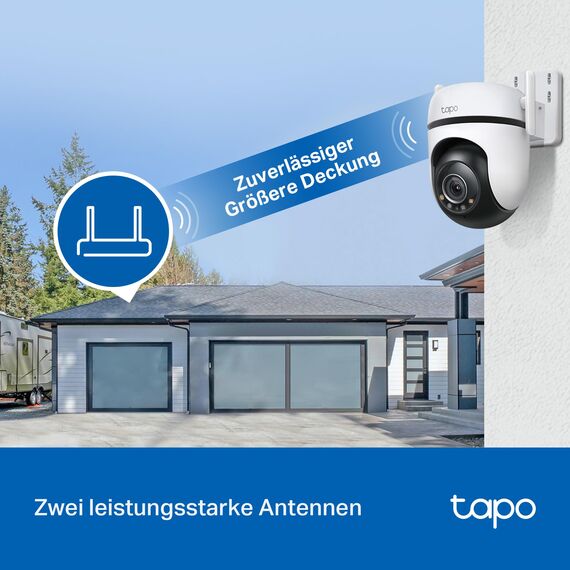 Tapo TP-Link C520WS Überwachungskamera Außen, Starlight Farbe Nachtsicht,360° Kamera aussen, 2K 4MP, 2 leistungsstarke Antennen,IP66 wetterfest, Sicherer lokaler&Cloud-Speicher, AI-Erkennung, APP