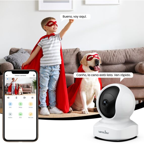 wansview 2K Kamera Überwachung innen - WLAN IP Camera, 2.4Ghz WLAN Kamera Indoor, WiFi Camera Indoor mit 2-Wege-Audio, Nachtsicht für Innenkamera mit Bewegungserkennung, Q5 Weiß