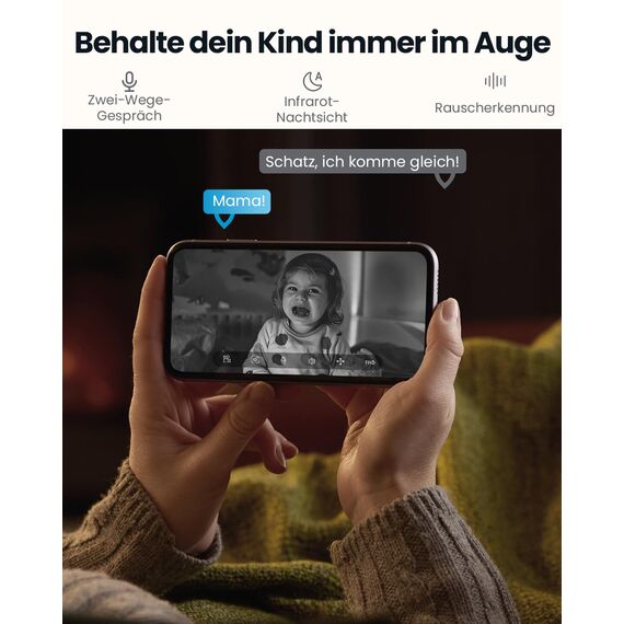 ieGeek 2K Überwachungskamera Innen,2.4G/5GHz WLAN Kamera,Babyphone mit Kamera,15M Nachtsicht,Bewegungserkennung,Auto Tracking,One Touch Patrol,2-Wege-Audio(Weiße2)