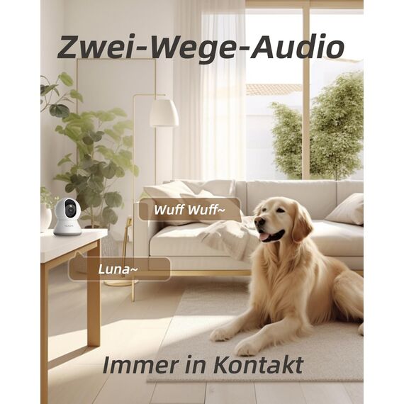 blurams 2K WLAN Kamera überwachung innen 360° Drehung Baby Monitor & Haustierüberwachung, Vollfarb-Nachtvision, Zweiweg-Audio, Menschenerkennung, 2.4G/5G WiFi 6, Kompatibel Mit Alexa
