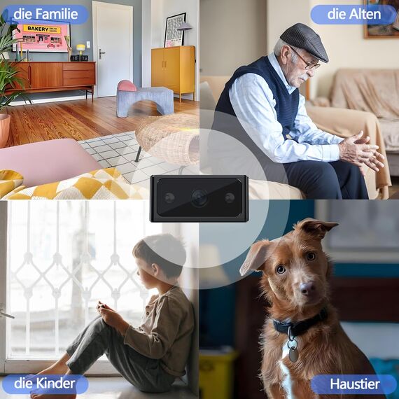 Mini-Surveillance-Kamera im kleinen Format - Innen- und Außenüberwachungskamera - High Definition (HD) 1080p - ohne WLAN - kompatibel mit 512 GB - Bewegungserkennung - Nachtsicht - Gravitationssensor