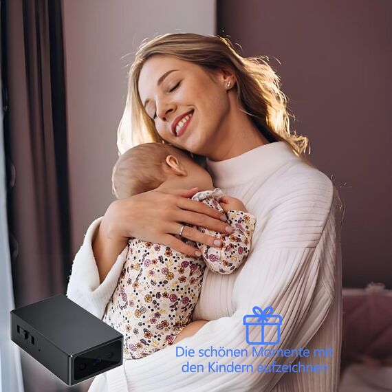 Mini-Surveillance-Kamera im kleinen Format - Innen- und Außenüberwachungskamera - High Definition (HD) 1080p - ohne WLAN - kompatibel mit 512 GB - Bewegungserkennung - Nachtsicht - Gravitationssensor