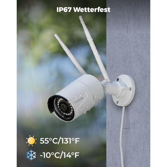 Reolink 5MP WLAN Kamera Outdoor, 2,4GHz/5GHz WLAN CCTV IP Kamera Aussen mit Person/Auto/Tiererkennung, IP67 Wetterfest, Nachtsicht, Bewegungsmelder, SD-Kartenslot, Zeitraffer, Außenkamera RLC-510WA