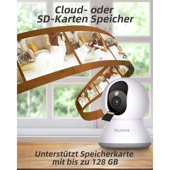 blurams 2K WLAN Kamera überwachung innen 360° Drehung Baby Monitor & Haustierüberwachung, Vollfarb-Nachtvision, Zweiweg-Audio, Menschenerkennung, 2.4G/5G WiFi 6, Kompatibel Mit Alexa
