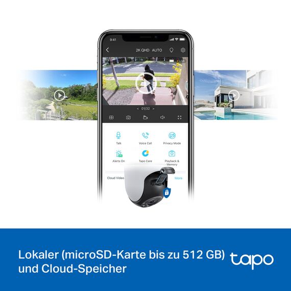 Tapo TP-Link C520WS Überwachungskamera Außen, Starlight Farbe Nachtsicht,360° Kamera aussen, 2K 4MP, 2 leistungsstarke Antennen,IP66 wetterfest, Sicherer lokaler&Cloud-Speicher, AI-Erkennung, APP