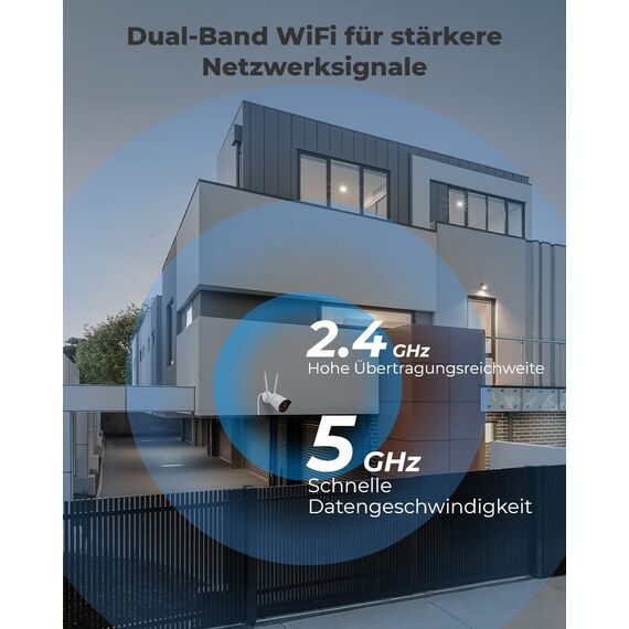 Reolink 5MP WLAN Kamera Outdoor, 2,4GHz/5GHz WLAN CCTV IP Kamera Aussen mit Person/Auto/Tiererkennung, IP67 Wetterfest, Nachtsicht, Bewegungsmelder, SD-Kartenslot, Zeitraffer, Außenkamera RLC-510WA