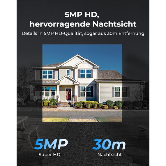 Reolink 5MP WLAN Überwachungskamera Set Aussen, 5GHz/2,4GHz Wi-Fi, 12CH NVR mit 1TB HDD, Erweiterbar auf 8TB, Vollmetallmaterial, KI Erkennung, 30m Nachtsicht, 24/7 Aufzeichnung, RLK12-500WB4