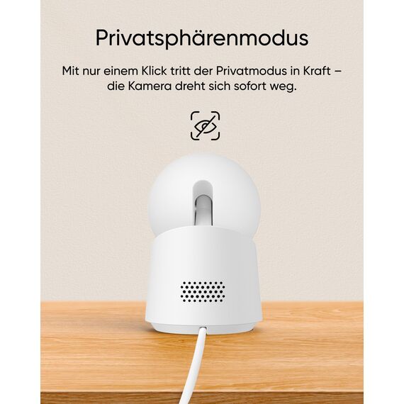 eufy Security Indoor Cam C210, 1080p Überwachungskamera Innen, WLAN, Schwenkbar, 360-Grad Kameraüberwachung Innen, mit Nachtsicht, KI für Personen, Haustiere & Bewegungsverfolgung, Indoor Kamera