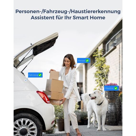 Reolink 4K Smarte PoE IP Kamera Outdoor mit Personen-/Autoerkennung, 5X optischer Zoom Überwachungskamera Aussen, Spotlight, Farbige Nachtsicht, Zwei-Wege-Audio, microSD Kartensteckplatz, RLC-811A