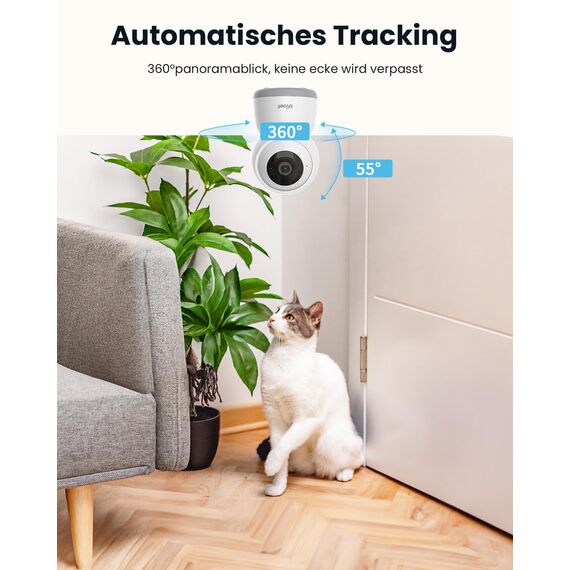 ieGeek 2K Überwachungskamera Innen,2.4G/5GHz WLAN Kamera,Babyphone mit Kamera,15M Nachtsicht,Bewegungserkennung,Auto Tracking,One Touch Patrol,2-Wege-Audio(Weiße2)