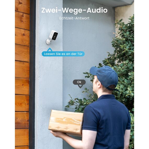 ieGeek 2K Überwachungskamera Aussen Akku mit Magnetische Montage, WLAN Kabellose Überwachungskamera Aussen außen/innen, 300° Horizontaler PTZ, Farbige Nachtsicht，2,4 GHz, 2-Wege Audio