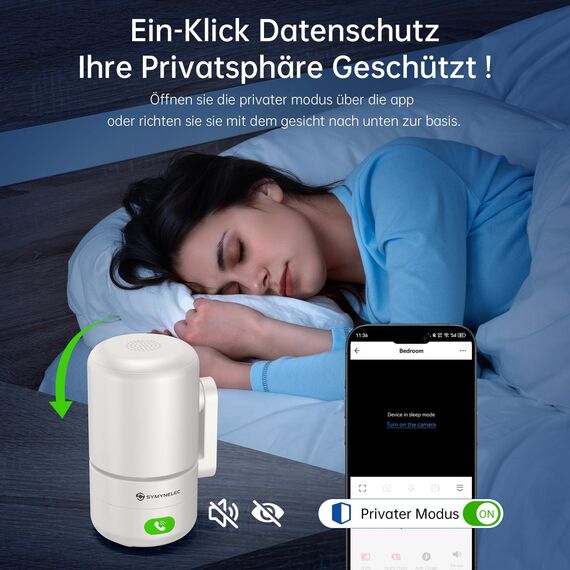 SYMYNELEC 2K Überwachungskamera Innen 360°, 5GHz/2,4GHz WLAN Überwachung mit KI Bewegungserkennung IR Nachtsicht, 4MP IP Security Kamera Indoor für Haustier, Hunde, Babyphone Kompatibel mit Alexa