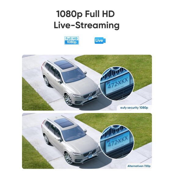 eufy Security eufyCam 2C, überwachungskamera aussen, 180 Tage Akku, HD 1080p, IP67 wetterfest, Nachtsicht, Kompatibel mit HomeKit und Solar Panel,Gebührenfreie Nutzung