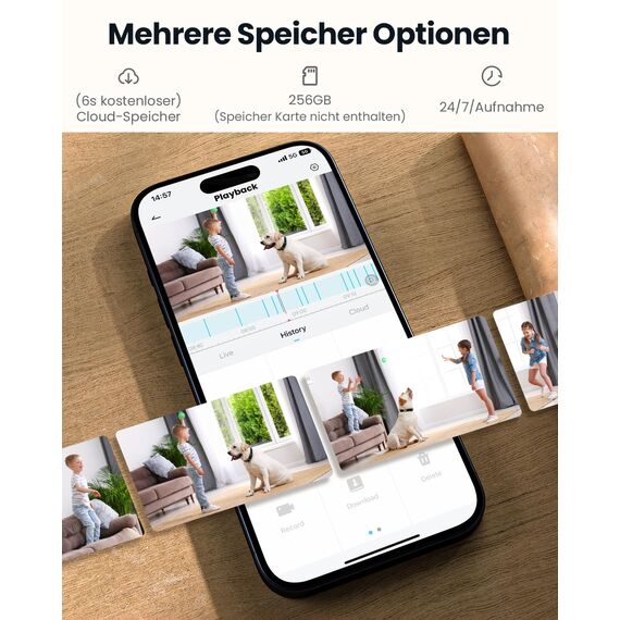 ieGeek 2K Überwachungskamera Innen,2.4G/5GHz WLAN Kamera,Babyphone mit Kamera,15M Nachtsicht,Bewegungserkennung,Auto Tracking,One Touch Patrol,2-Wege-Audio(Weiße2)