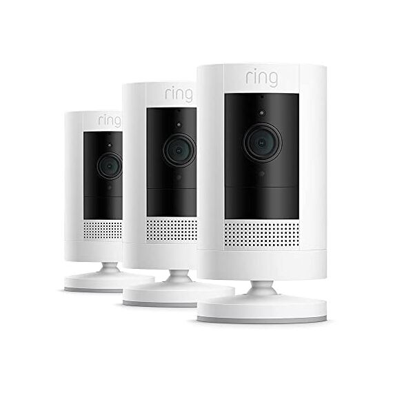 Ring Außenkamera Akku (Stick Up Cam Battery) | Überwachungskamera aussen mit 1080p-HD-Video, WLAN, witterungsbeständig, geeignet für Haus & Grundstück, Alexa-kompatible Sicherheitskamera | 3 Kameras
