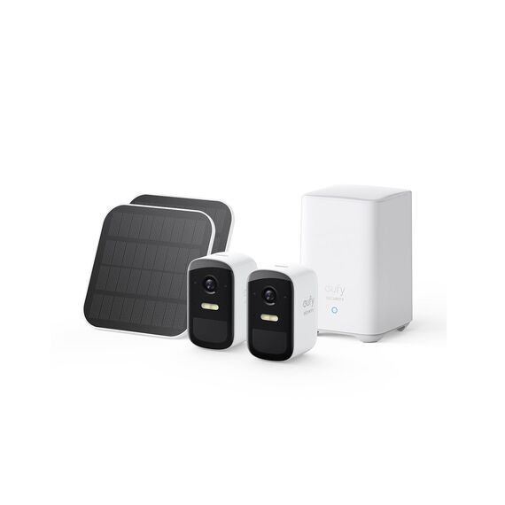 eufy Security eufyCam 2C 2-Kamera-Set, Solarpanel, Überwachungskamera Aussen Solar, HomeKit-kompatibel, 1080p HD, IP67-Wetterfest, Nachtsicht, Ohne monatliche Gebühren