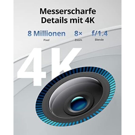 eufy Security eufyCam 3, überwachungskamera aussen, 4K kabellose überwachungskamera solar mit Gesichtserkennung K.I., Farbige Nachtsicht, Gebührenfreie Nutzung.