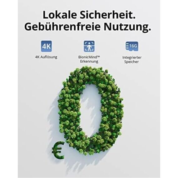 eufy Security eufyCam 3, überwachungskamera aussen, 4K kabellose überwachungskamera solar mit Gesichtserkennung K.I., Farbige Nachtsicht, Gebührenfreie Nutzung.